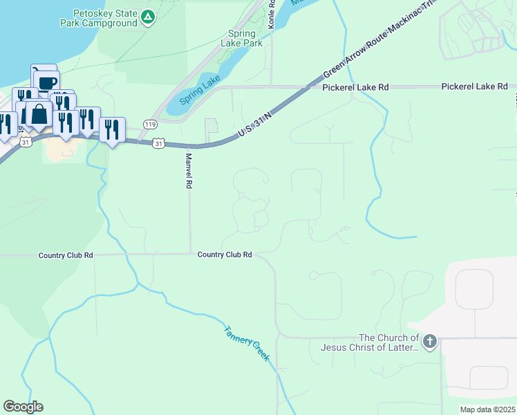 map of restaurants, bars, coffee shops, grocery stores, and more near 1110 Grand Ridge in Petoskey