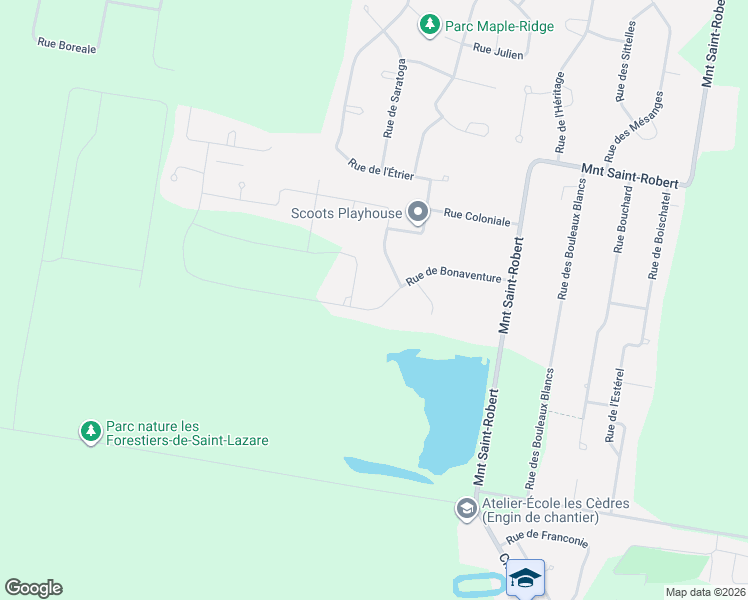 map of restaurants, bars, coffee shops, grocery stores, and more near 2632 Rue de Bonaventure in Saint-Lazare
