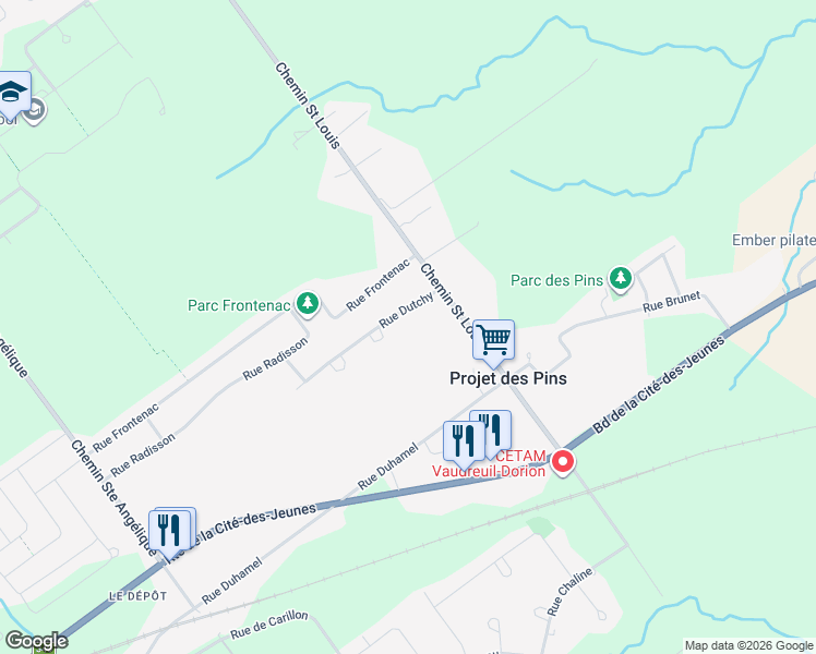 map of restaurants, bars, coffee shops, grocery stores, and more near 1276 Rue Dutchy in Saint-Lazare
