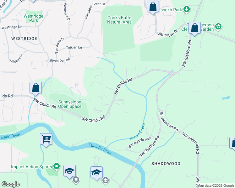 map of restaurants, bars, coffee shops, grocery stores, and more near 2300 Childs Road in Lake Oswego