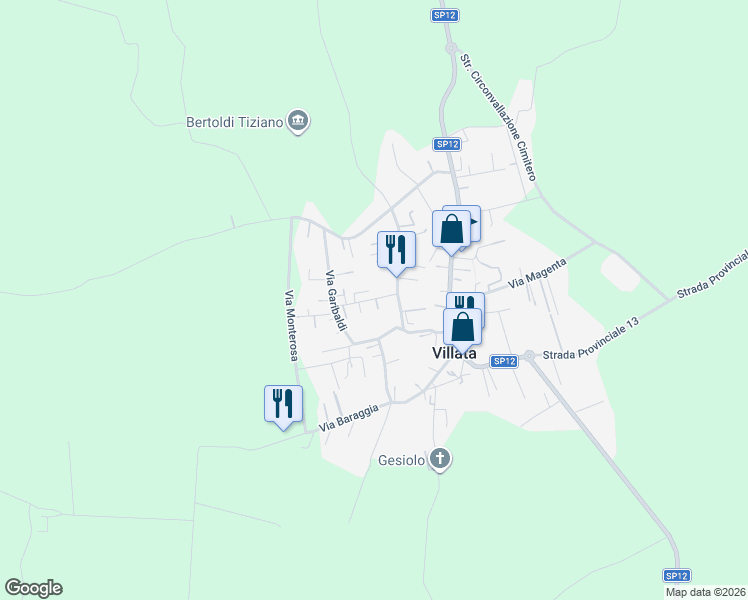 map of restaurants, bars, coffee shops, grocery stores, and more near 2 Via Verdi in Villata
