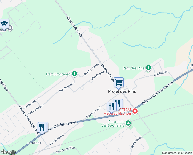 map of restaurants, bars, coffee shops, grocery stores, and more near 1276 Rue Dutchy in Saint-Lazare