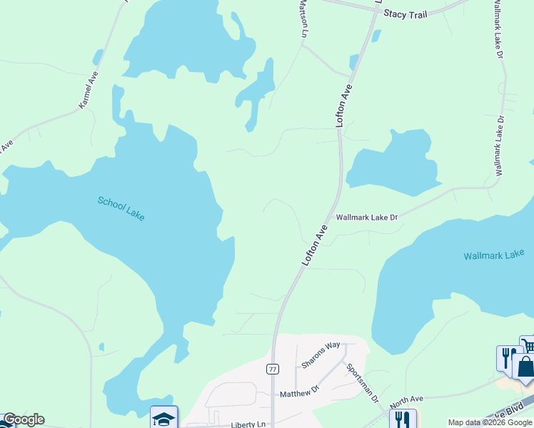 map of restaurants, bars, coffee shops, grocery stores, and more near 30260 Lofton Avenue in Chisago City