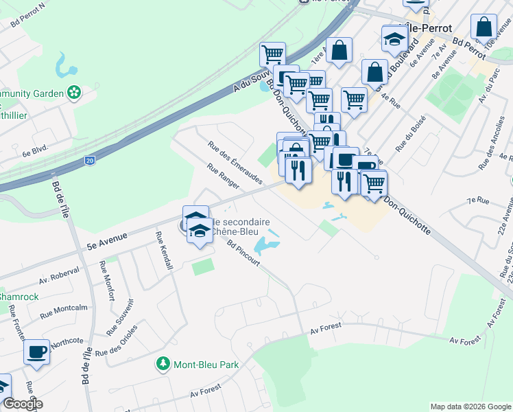 map of restaurants, bars, coffee shops, grocery stores, and more near 4 Rue René-Émard in L'Île-Perrot