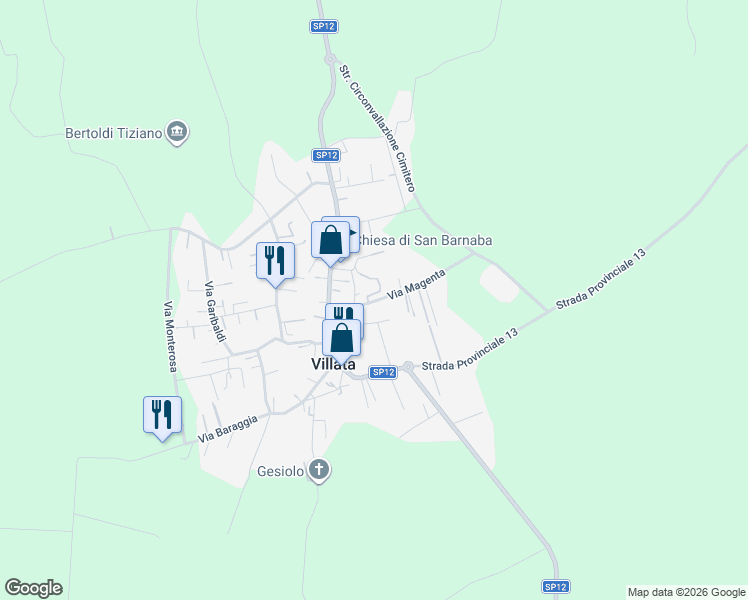 map of restaurants, bars, coffee shops, grocery stores, and more near 5 Via Magenta in Villata