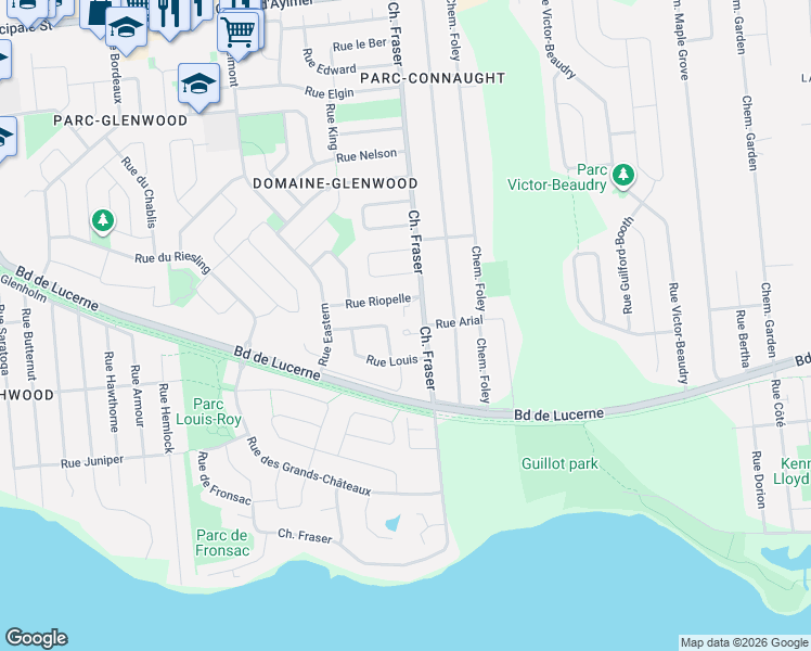 map of restaurants, bars, coffee shops, grocery stores, and more near 9 Rue Arthur-Wistaff in Gatineau