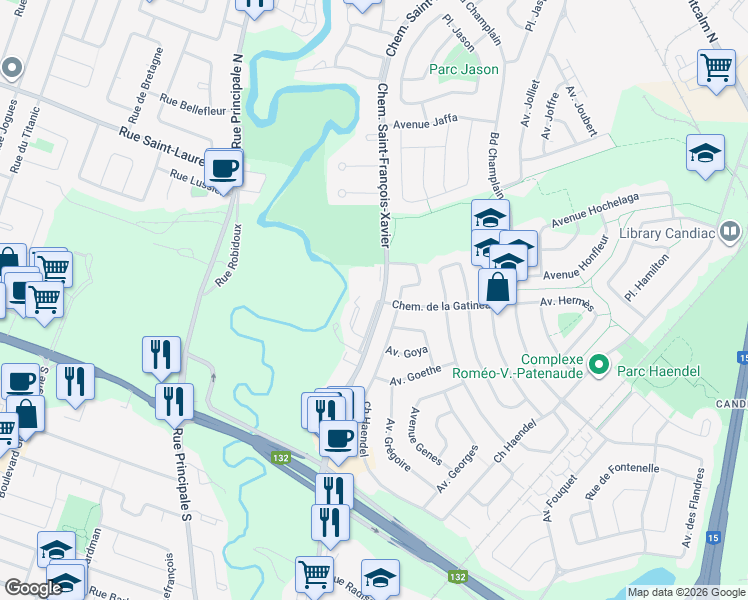 map of restaurants, bars, coffee shops, grocery stores, and more near 40 Avenue de Naples in Candiac