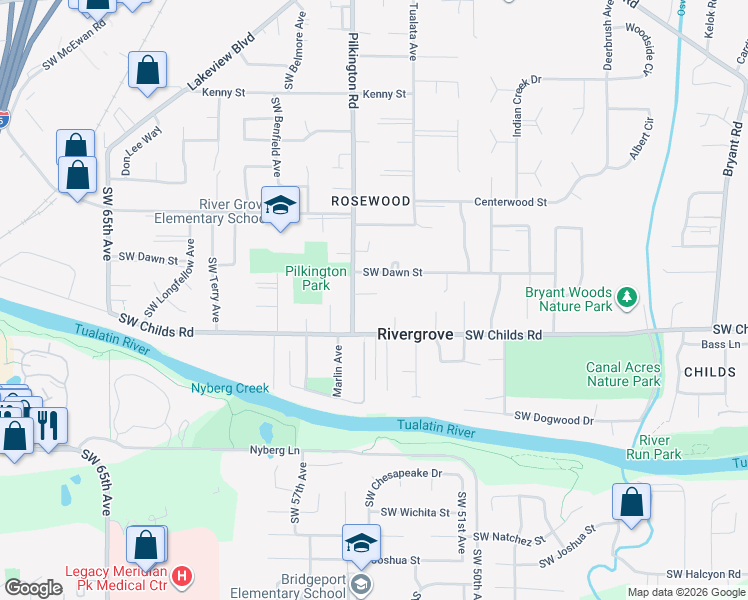 map of restaurants, bars, coffee shops, grocery stores, and more near 19200 Pilkington Road in Lake Oswego