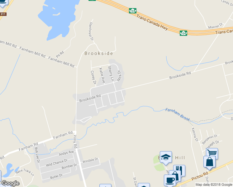 map of restaurants, bars, coffee shops, grocery stores, and more near 94 Brookside Road in Brookside