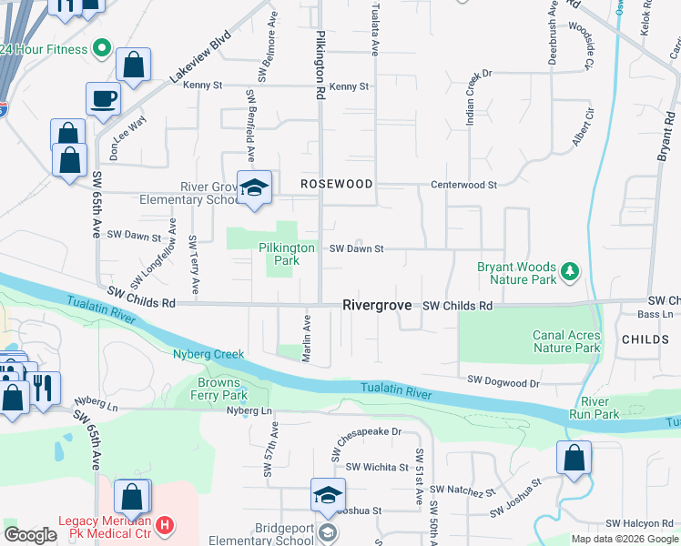 map of restaurants, bars, coffee shops, grocery stores, and more near 19200 Pilkington Road in Lake Oswego