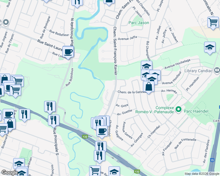 map of restaurants, bars, coffee shops, grocery stores, and more near 40 Avenue de Naples in Candiac