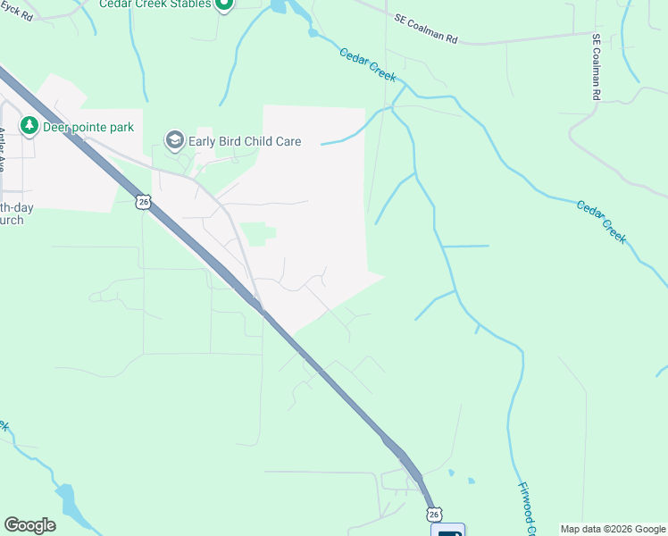 map of restaurants, bars, coffee shops, grocery stores, and more near 18935 Crooked River Street in Sandy