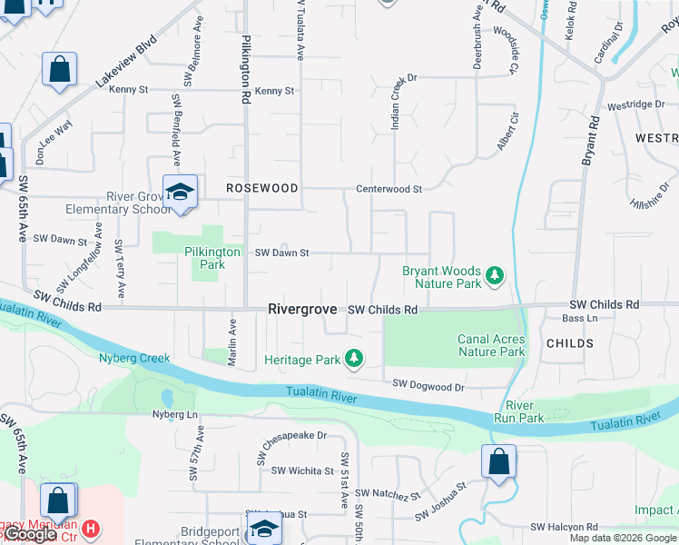 map of restaurants, bars, coffee shops, grocery stores, and more near 19210 Southwest Maree Court in Lake Oswego