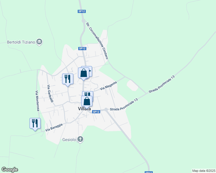 map of restaurants, bars, coffee shops, grocery stores, and more near 6 Via Magenta in Villata