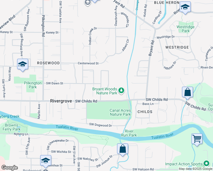 map of restaurants, bars, coffee shops, grocery stores, and more near 18951 Southwest Indian Springs Circle in Lake Oswego