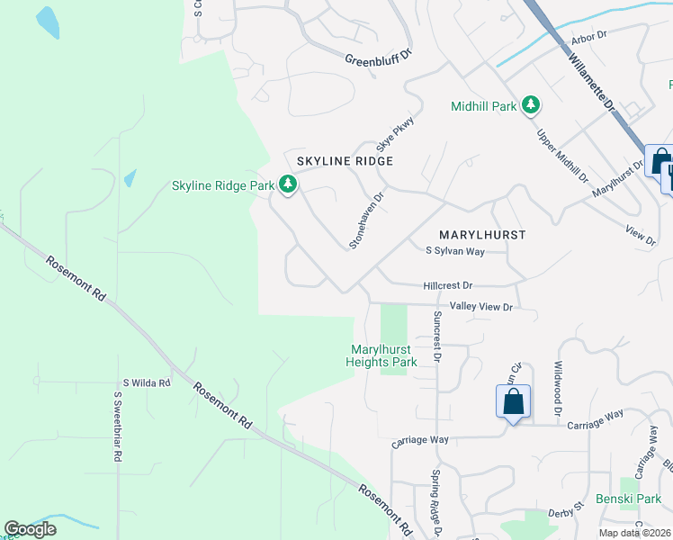 map of restaurants, bars, coffee shops, grocery stores, and more near 785 Marylhurst Drive in West Linn