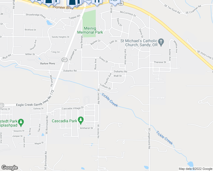 map of restaurants, bars, coffee shops, grocery stores, and more near 39367 Trillium Street in Sandy