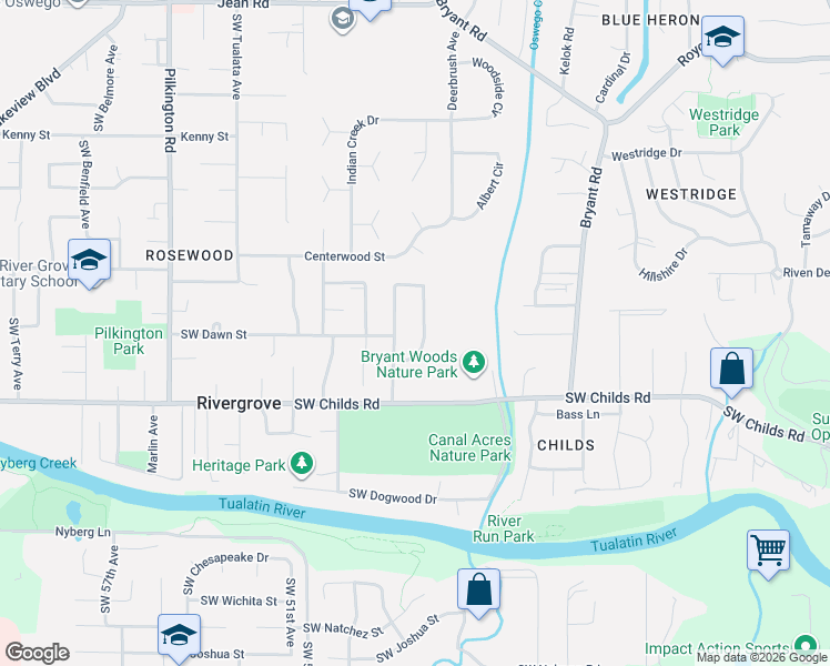 map of restaurants, bars, coffee shops, grocery stores, and more near 19025 Southwest Indian Springs Circle in Lake Oswego
