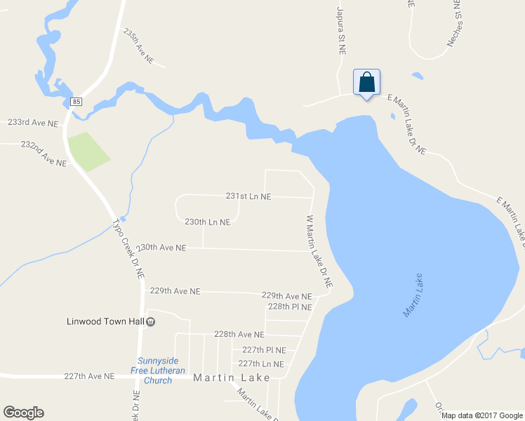 map of restaurants, bars, coffee shops, grocery stores, and more near 6880 231st Lane Northeast in Stacy