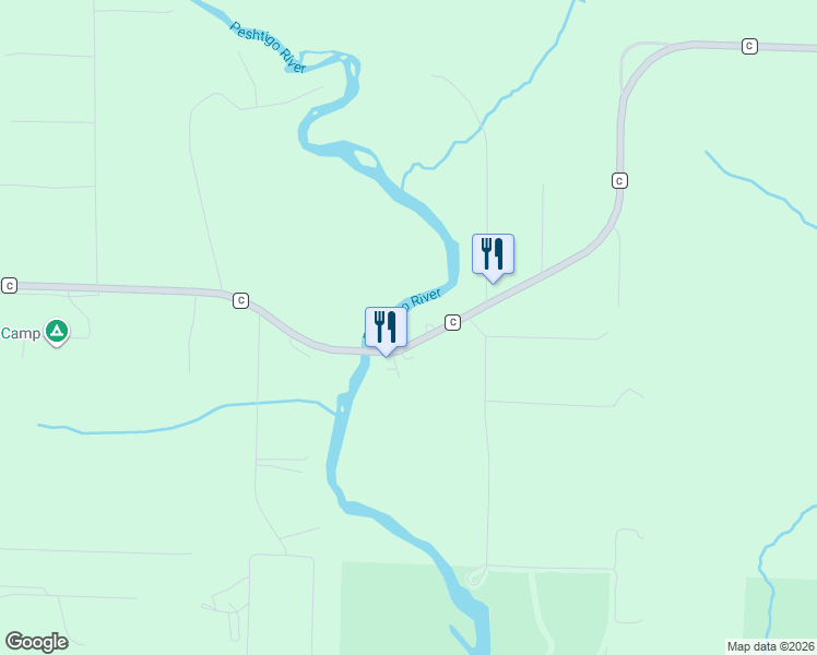 map of restaurants, bars, coffee shops, grocery stores, and more near W14066 County Road C in Town of Silver Cliff