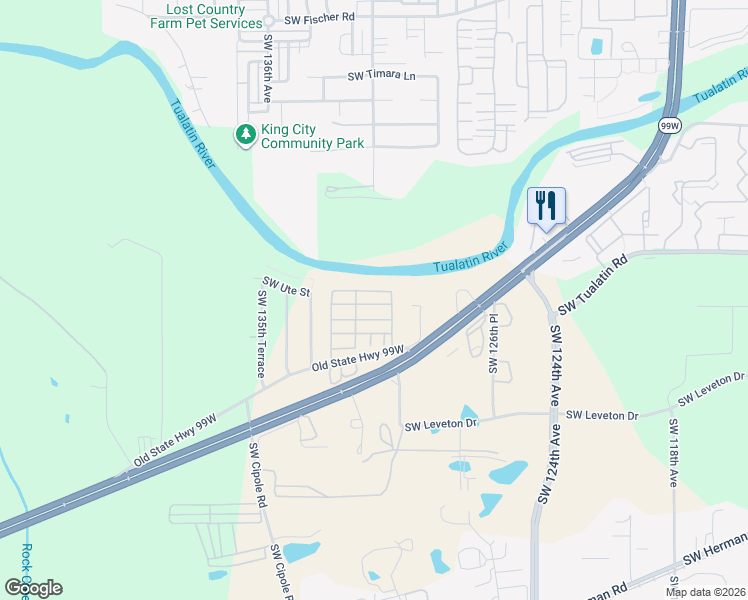 map of restaurants, bars, coffee shops, grocery stores, and more near 18485 Southwest Pacific Drive in Tualatin
