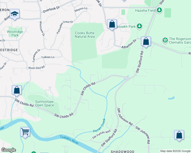 map of restaurants, bars, coffee shops, grocery stores, and more near 1925 Southwest Childs Road in Lake Oswego