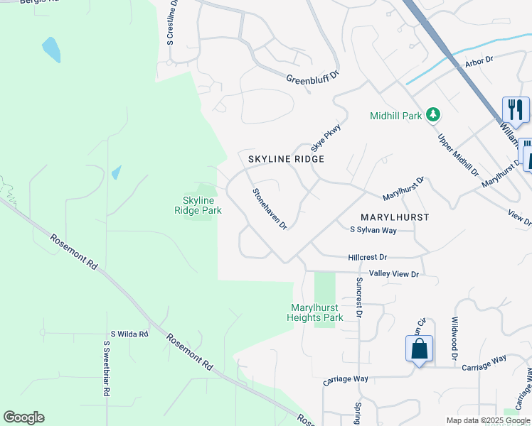 map of restaurants, bars, coffee shops, grocery stores, and more near 1314 Stonehaven Drive in West Linn