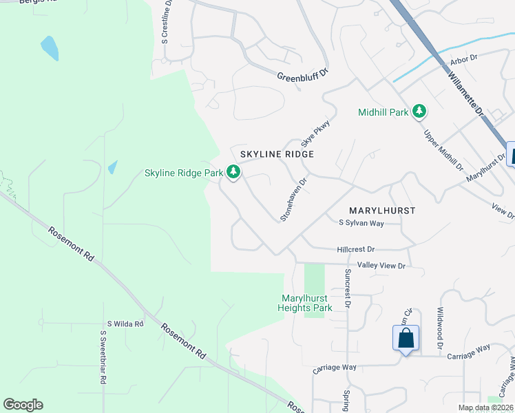 map of restaurants, bars, coffee shops, grocery stores, and more near 1309 Stonehaven Drive in West Linn