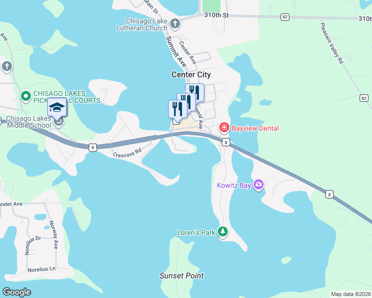 map of restaurants, bars, coffee shops, grocery stores, and more near 516 Park Island Road in Center City