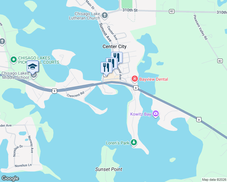 map of restaurants, bars, coffee shops, grocery stores, and more near 516 Park Island Road in Center City