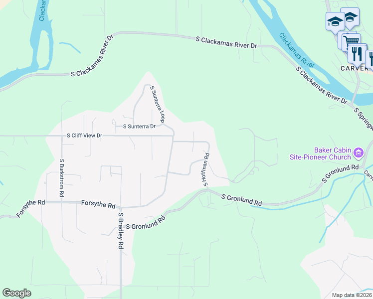 map of restaurants, bars, coffee shops, grocery stores, and more near 17270 South Overlook Road in Oregon City