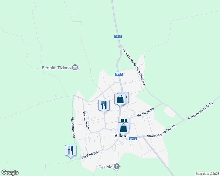 map of restaurants, bars, coffee shops, grocery stores, and more near 5A Via Circonvallazione in Villata