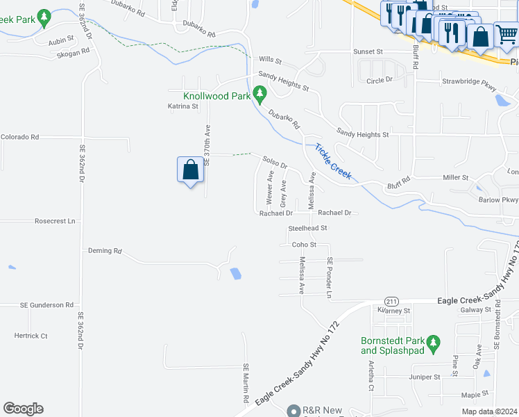 map of restaurants, bars, coffee shops, grocery stores, and more near 37189 Rachael Drive in Sandy