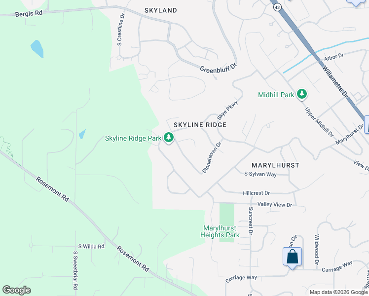 map of restaurants, bars, coffee shops, grocery stores, and more near 1309 Stonehaven Drive in West Linn