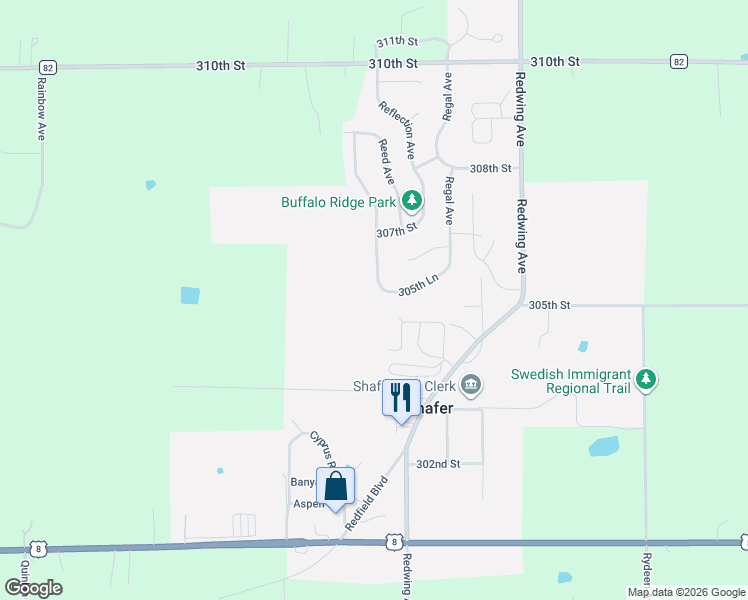 map of restaurants, bars, coffee shops, grocery stores, and more near 17525 305th Lane in Shafer