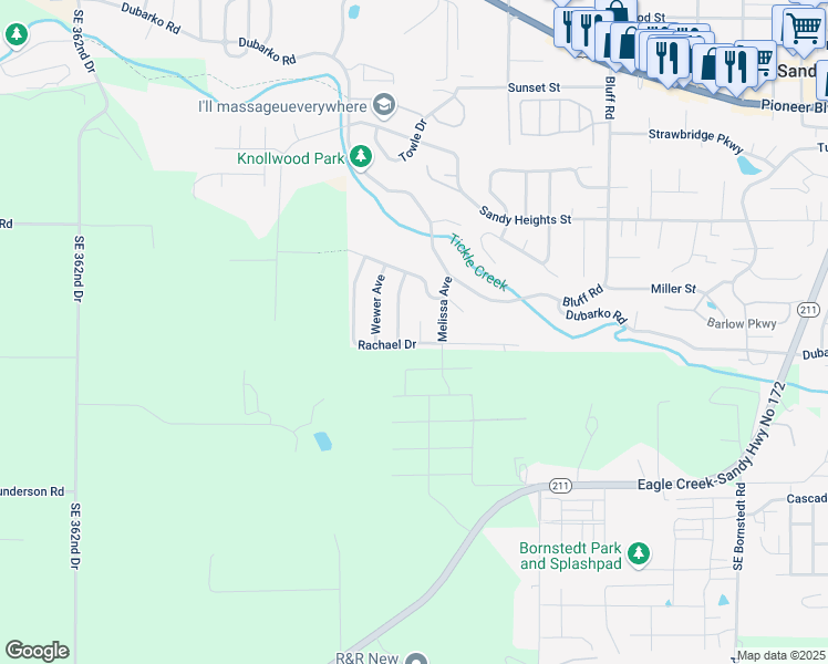 map of restaurants, bars, coffee shops, grocery stores, and more near 18306 Grey Avenue in Sandy