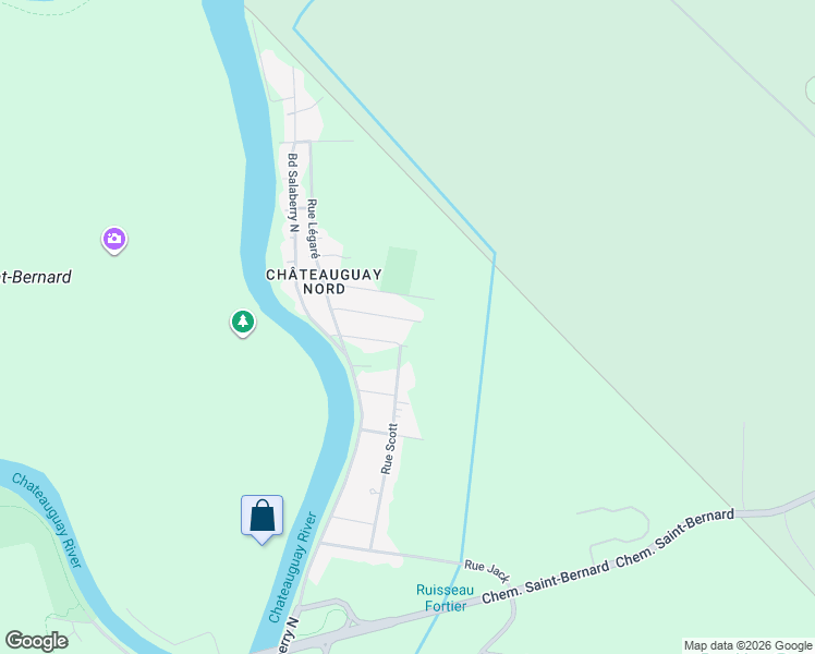 map of restaurants, bars, coffee shops, grocery stores, and more near 28 Rue Martin in Châteauguay