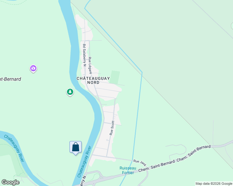 map of restaurants, bars, coffee shops, grocery stores, and more near 28 Rue Martin in Châteauguay