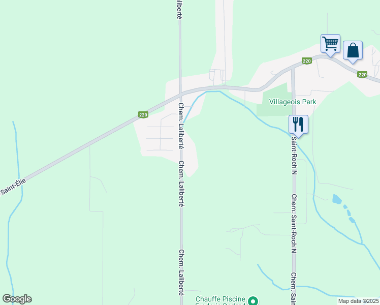 map of restaurants, bars, coffee shops, grocery stores, and more near 2815 Chemin Laliberté in Sherbrooke