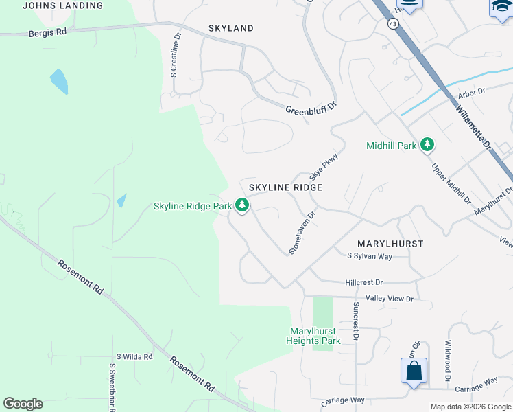 map of restaurants, bars, coffee shops, grocery stores, and more near 1303 Stonehaven Drive in West Linn