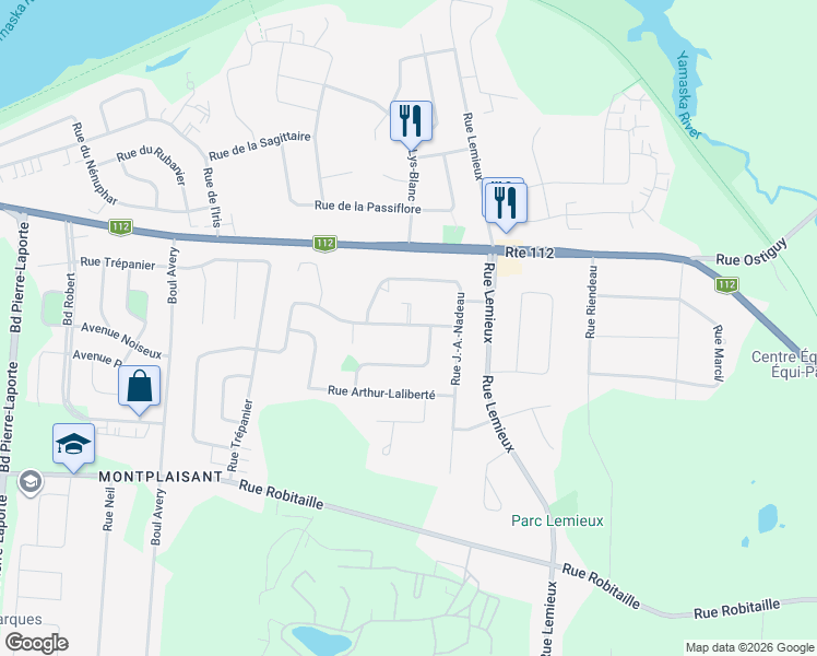 map of restaurants, bars, coffee shops, grocery stores, and more near 103 Rue Jean-Louis-Boudreau in Granby