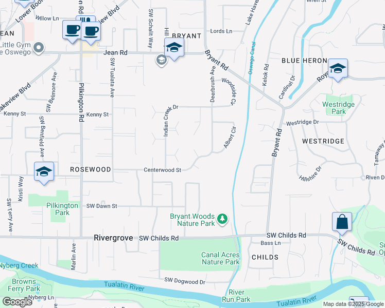 map of restaurants, bars, coffee shops, grocery stores, and more near 4869 Sage Hen Way in Lake Oswego