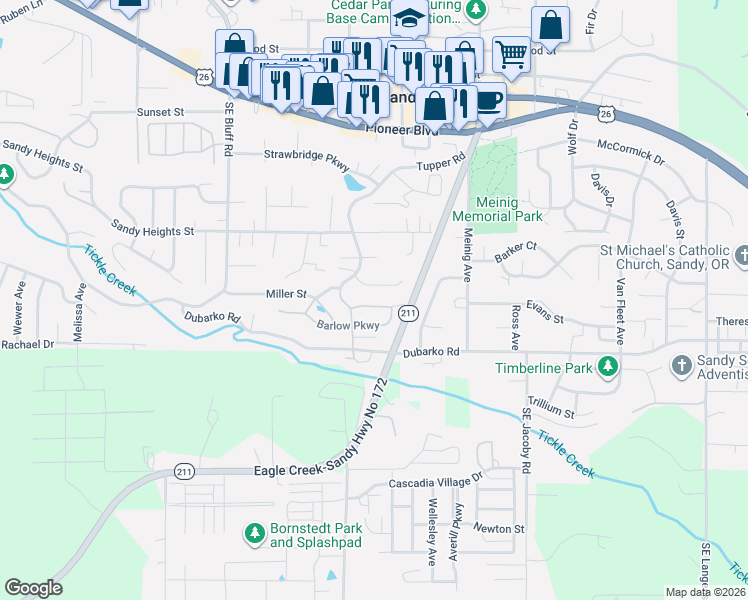 map of restaurants, bars, coffee shops, grocery stores, and more near 38791 Sawyer Street in Sandy