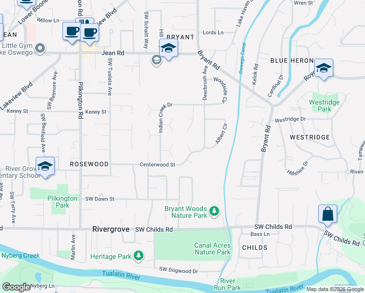 map of restaurants, bars, coffee shops, grocery stores, and more near 4867 Sage Hen Way in Lake Oswego