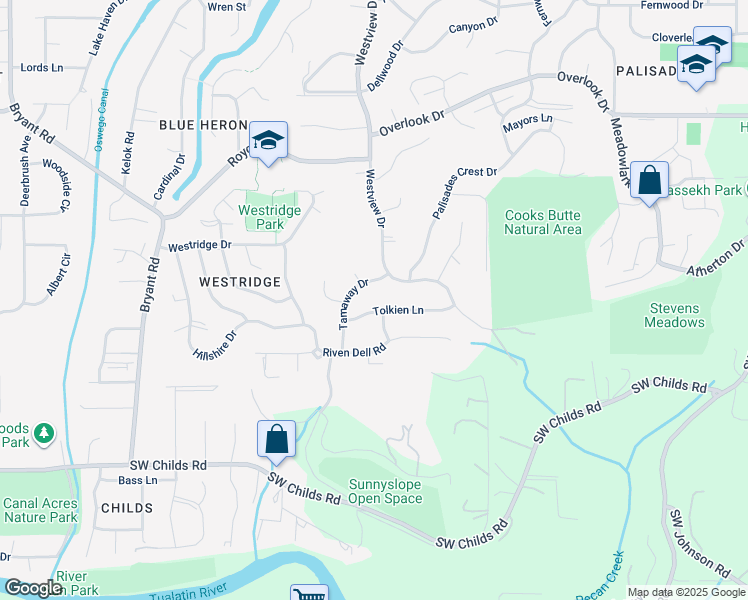 map of restaurants, bars, coffee shops, grocery stores, and more near 18280 Tamaway Drive in Lake Oswego