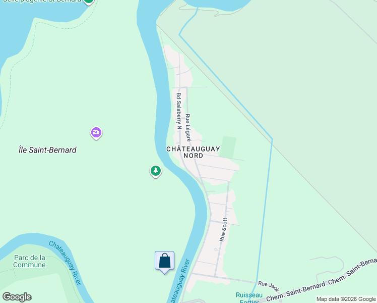 map of restaurants, bars, coffee shops, grocery stores, and more near 405 Rue Légaré in Châteauguay