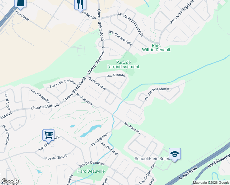map of restaurants, bars, coffee shops, grocery stores, and more near 132 Boulevard Pompidou in La Prairie