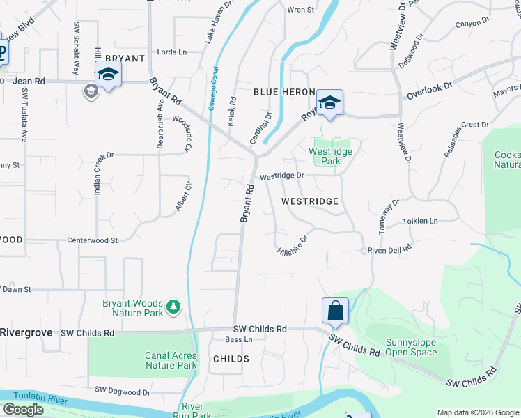 map of restaurants, bars, coffee shops, grocery stores, and more near 3600 Piper Court in Lake Oswego