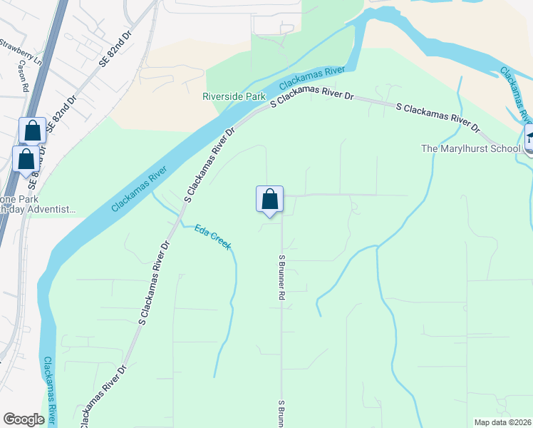 map of restaurants, bars, coffee shops, grocery stores, and more near 14807 South Brunner Road in Oregon City