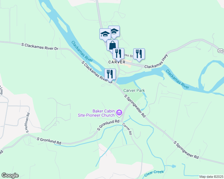 map of restaurants, bars, coffee shops, grocery stores, and more near 14825 South Springwater Road in Oregon City